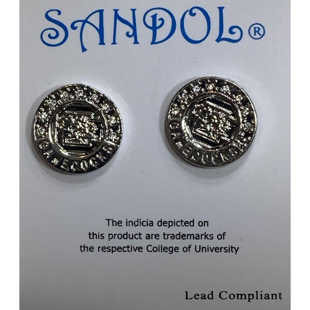 New South Carolina Gamecocks Women's Silver Stud Circle Earrings, NCAA